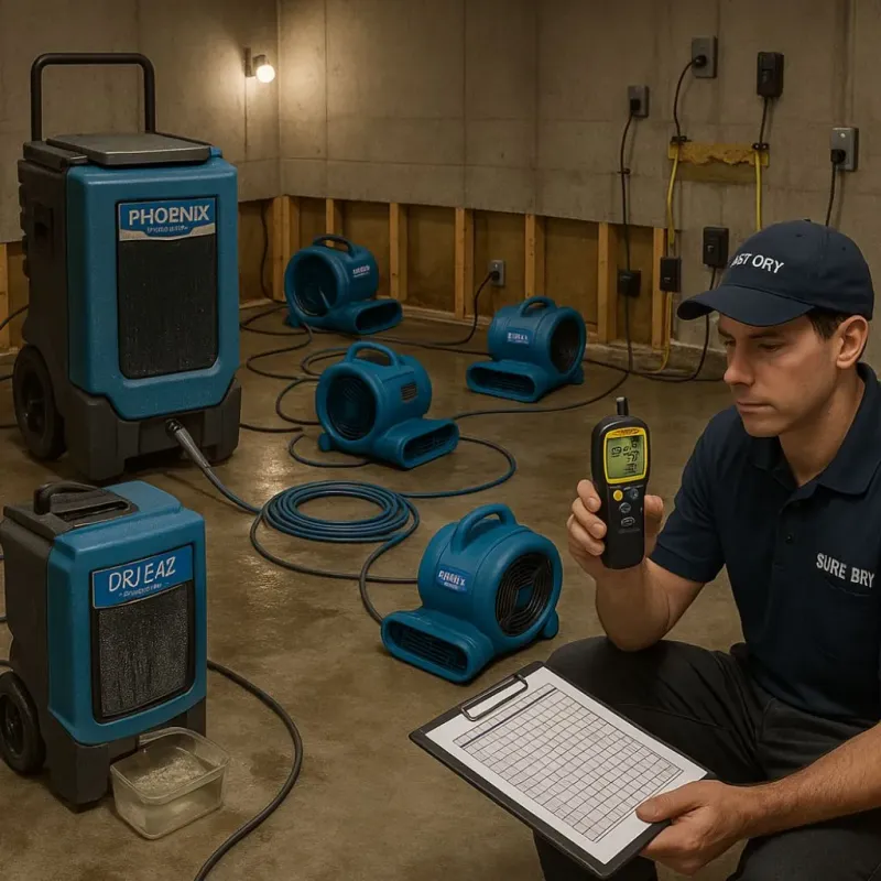 Structural Drying and Dehumidification process in Deep River Center, CT